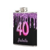 40歳の誕生日ブラックパープルグリッター名 フラスク (左)