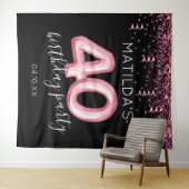 40歳の誕生日ブラックピンクの写真の背景 タペストリー (インサイチュ(横))