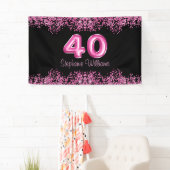 40歳の誕生日ブラックピンクバルーングリッターパーティー 横断幕 (インサイチュ)