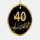 40歳の誕生日ブラックミュージック金ゴールドノート セラミックオーナメント (右)