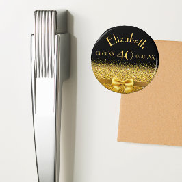 40歳の誕生日ブラック金ゴールドエレガントボウ マグネット
