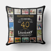 40歳の誕生日ブラック金ゴールドフォトコラージュ クッション (裏面)