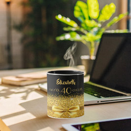 40歳の誕生日ブラック金ゴールドモノグラムスタイリッシュ マグカップ