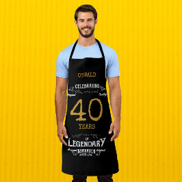 40歳の誕生日ブラック金ゴールド伝説的おもしろい エプロン