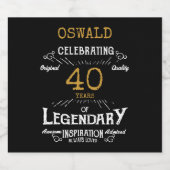40歳の誕生日ブラック金ゴールド伝説的おもしろい ビールラベル (シングルラベル)