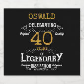 40歳の誕生日ブラック金ゴールド伝説的おもしろい ビールラベル (シングルラベル)