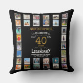 40歳の誕生日ブラック金ゴールド伝説的な写真 クッション (裏面)