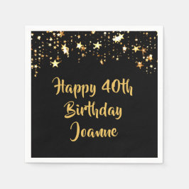 40歳の誕生日ブラック金ゴールド星名 スタンダードカクテルナプキン