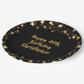 40歳の誕生日ブラック金ゴールド星名 ペーパープレート (アングル)