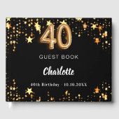 40歳の誕生日ブラック金ゴールド星 ゲストブック (正面)