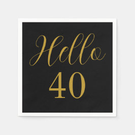 40歳の誕生日ブラック金ゴールド誕生会 スタンダードカクテルナプキン