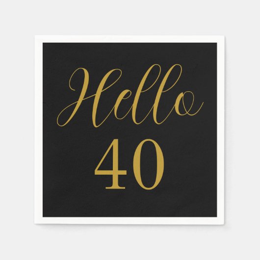 40歳の誕生日ブラック金ゴールド誕生会 スタンダードカクテルナプキン (正面)