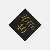 40歳の誕生日ブラック金ゴールド誕生会 スタンダードカクテルナプキン (角)