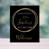 40歳の誕生日ブラック金ゴールド誕生日パーティーへようこそ アクリルサイン (ニュートラル)