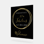 40歳の誕生日ブラック金ゴールド誕生日パーティーへようこそ アクリルサイン (傾斜)