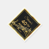40歳の誕生日ブラック金ゴールド音楽名 スタンダードカクテルナプキン (角)
