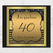 40歳の誕生日ブラック&金ゴールド ビールラベル (シングルラベル)