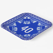 40歳の誕生日ブルーバンダナ ペーパープレート (傾斜あり)