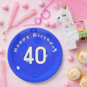 40歳の誕生日ブルーピックボール ペーパープレート (パーティー)