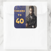 40歳の誕生日ブルー金ゴールド応援40男 スクエアシール (バッグ)