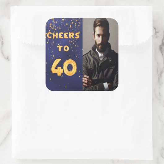 40歳の誕生日ブルー金ゴールド応援40男 スクエアシール (バッグ)