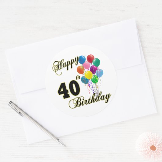40歳の誕生日プレゼントと誕生日 ラウンドシール (封筒)