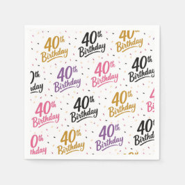 40歳の誕生日ペーパーナプキン、四十代の誕生日パーティー スタンダードカクテルナプキン