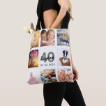 40歳の誕生日ホワイトフォトコラージュ トートバッグ<br><div class="desc">女ユニーク性の40歳の誕生日のための贈り物祝、自分の写真の8のコラージュで彼女の人生、写真。パーソナライズして彼女の名前、年齢40と日付を追加。シックな白い背景。グレーと黒の文字と数字。名前は手書文字のスタイルスモダンクリプト付き。</div>