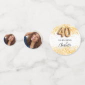 40歳の誕生日ホワイト金ゴールドグリッター名 コンフェッティ (正面)