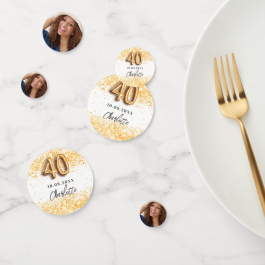 40歳の誕生日ホワイト金ゴールドグリッター名 コンフェッティ (グループ)