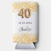 40歳の誕生日ホワイト金ゴールドグリッター名 スリム缶クーラー (裏面)