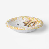 40歳の誕生日ホワイト金ゴールドグリッター名 ペーパーボウル (傾斜あり)