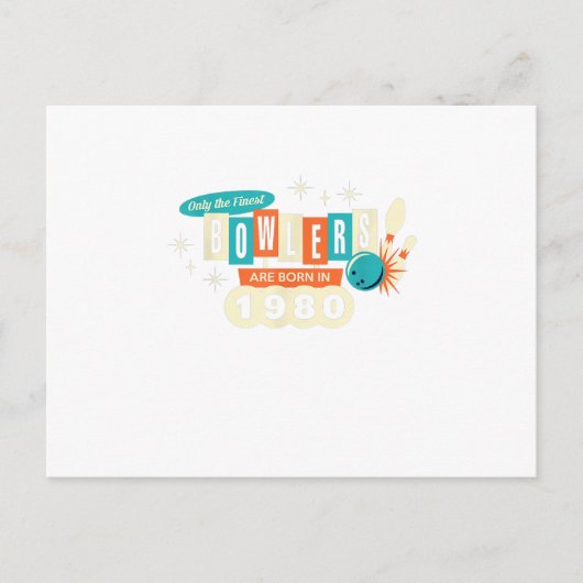 40歳の誕生日ボウラー 面白いボウリング 1980 ヴィンテージ インビテーションポストカード (正面)