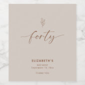 40歳の誕生日ボホエレガントミニマルー ワインラベル (シングルラベル)