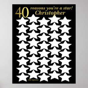 40歳の誕生日ポスター - 40の理由、あなたはスター ポスター