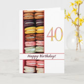 40歳の誕生日マカロンのカード カード (黄色い花)