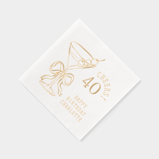 40歳の誕生日マルティーニ応援4パーソナライズされた 箔ナプキン (右)