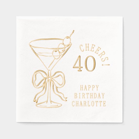 40歳の誕生日マルティーニ応援4パーソナライズされた 箔ナプキン (正面)