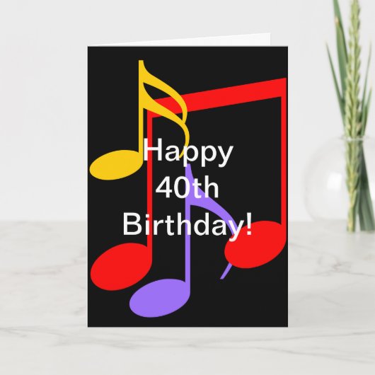 40歳の誕生日ミュージックノート折りグリーティングカード カード (正面)
