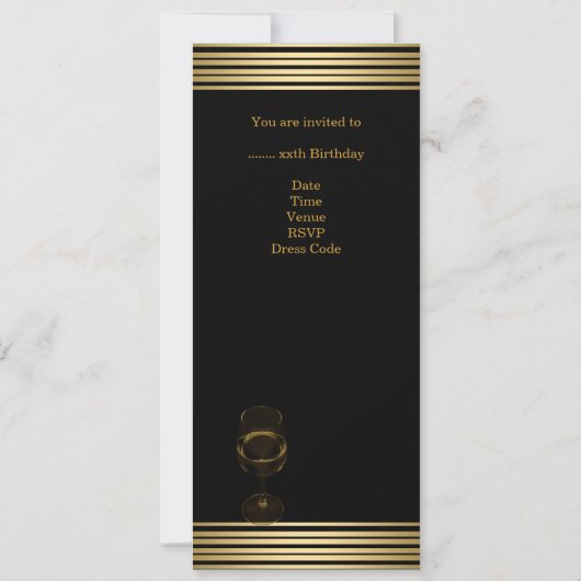 40歳の誕生日メンズセピア金ゴールドコールドドリンクマン 招待状 (裏面)