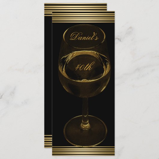 40歳の誕生日メンズセピア金ゴールドコールドドリンクマン 招待状 (正面/裏面)