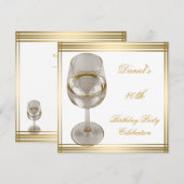 40歳の誕生日メンズセピア金ゴールドコールドドリンクマン 招待状 (正面/裏面)