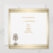 40歳の誕生日メンズセピア金ゴールドコールドドリンクマン 招待状 (裏面)