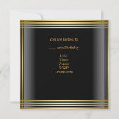 40歳の誕生日メンズブラック金ゴールドコールドドリンクMans 招待状 (裏面)