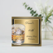 40歳の誕生日メンズブラック金ゴールドコールドドリンクMans 招待状 (スタンド正面)