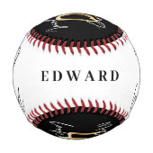 40歳の誕生日モダンのシックな黒と金ゴールド  野球ボール (裏面)