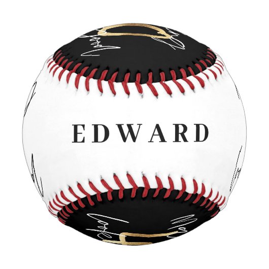 40歳の誕生日モダンのシックな黒と金ゴールド  野球ボール (裏面)