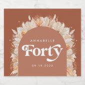 40歳の誕生日モダンアーチパンパスグラステラコッタ スパークリングワインラベル (シングルラベル)