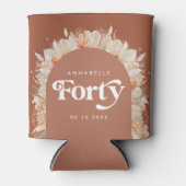 40歳の誕生日モダンアーチパンパスグラステラコッタ 缶クーラー (正面)