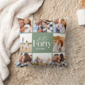 40歳の誕生日モダンセージ緑の写真コラージュ クッション (ブランケット)